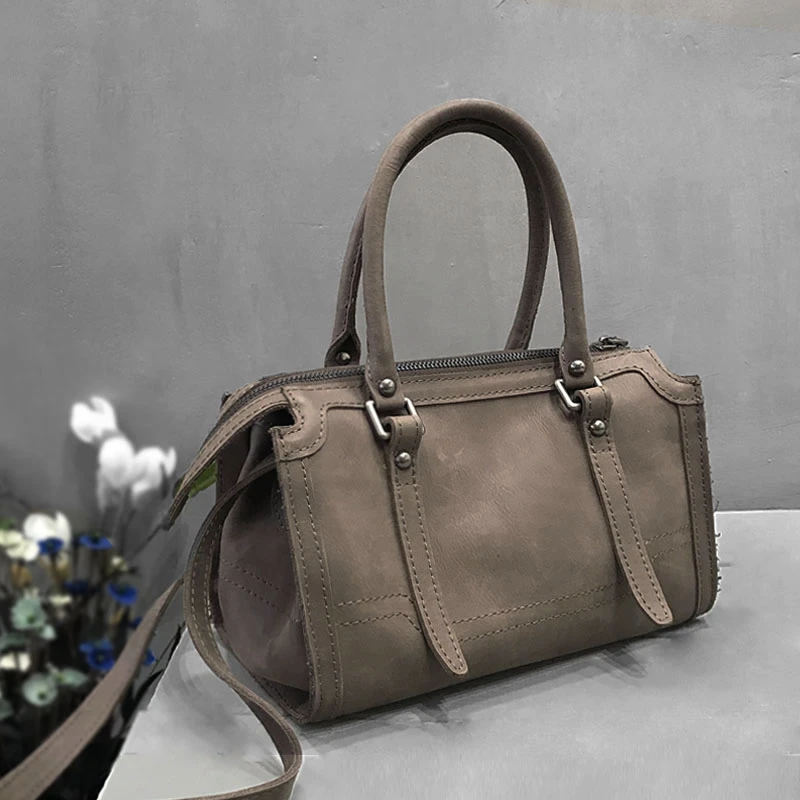

Vendange fashion lady totes retro simple leisure genuine leather bag women shoulder bag 2438