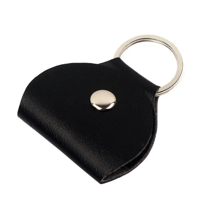 

1 Pc Leather Guitar Picks Plectrums Holder Key Ring Chain Style Plectrums Bag Storage Case