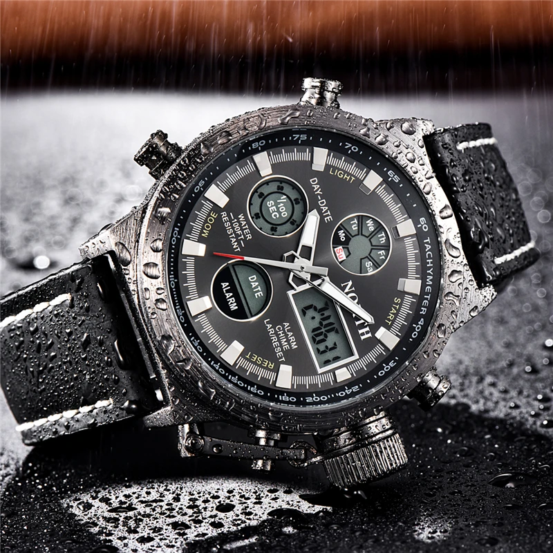 Часы NORTH Top Brand Мужские Цифровые Спортивные брендовые Роскошные светодиодные