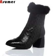 Горячая распродажа; Новое поступление; женские ботинки; модные однотонные ботильоны из натуральной кожи на молнии; сезон осень-зима; Asumer