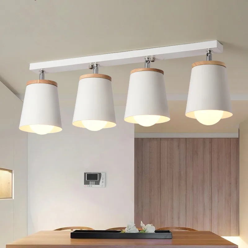  Nordic Rotate Wooden Ceiling Lamps Adjustable Metal Lampshade Chandeliers For Kicthen Corridor Indo