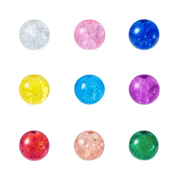 

500pcs 8mm Round Crackle Glass Crystal Jewelry Making Loose Ball Disco Beads for Bracelet Necklace Earrings Mixed Color
