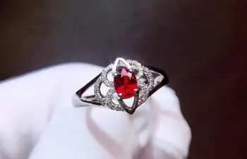 

Ruby Ring Pure 18 K Gold Jewelry Real Natural 0.5ct Red Ruby Diamond Jewelry Anniversary Female's Rings for Women's Fine Rings