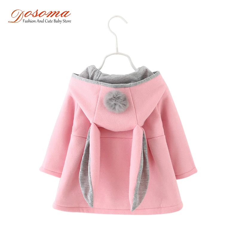 

2018 New Spring Baby Girl Jackets Fashion Plush Ball Rabbit Ears Fleece Hoodie Coat Cartoon Cute Cardigan Infantil Girls Clothes