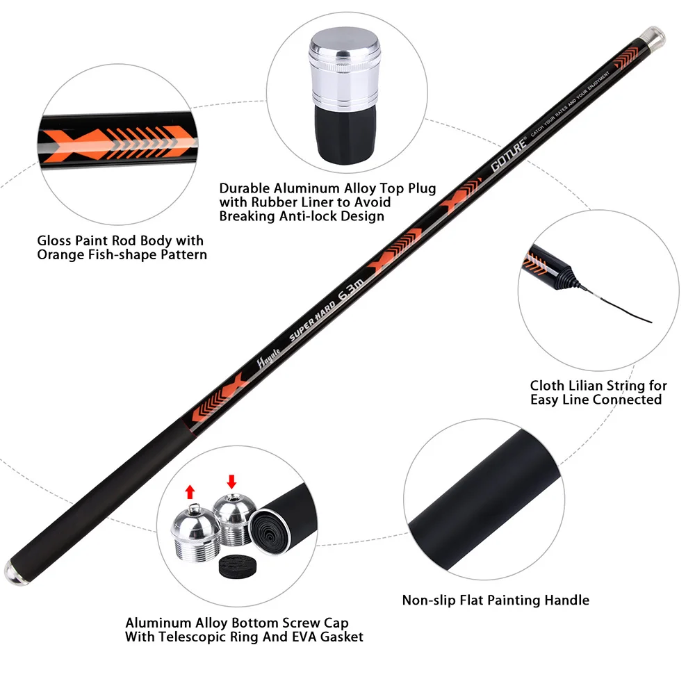 Goture HAYATE Carp Fishing Rod Combo 2:8 Power Super Hard Stream Fishing Rod With Float ,Line Rig And 1 Spare Set last tip Goture HAYATE Carp Fishing Rod Combo 2:8 Power Super Hard Stream Fishing Rod With Float ,Line Rig And 1 Spare Set last tip