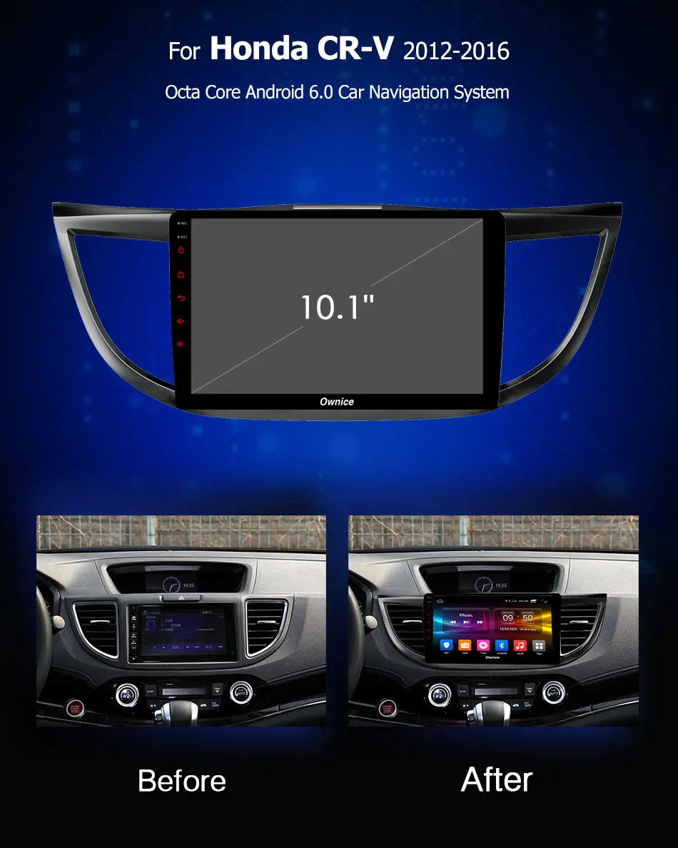 Excellent 10.1" IPS Octa 8 Core Android 9.0 For Honda CRV CR-V 2012 2013 2014 2015 2016 Car DVDRadio Player 4G RAM+32G ROM DSP CarPlay 2