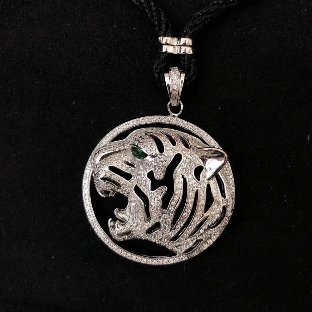 

Hot Brand party Jewelry For Women hollow leopard head necklace cz zircon panther necklace round circle animal sweater chain