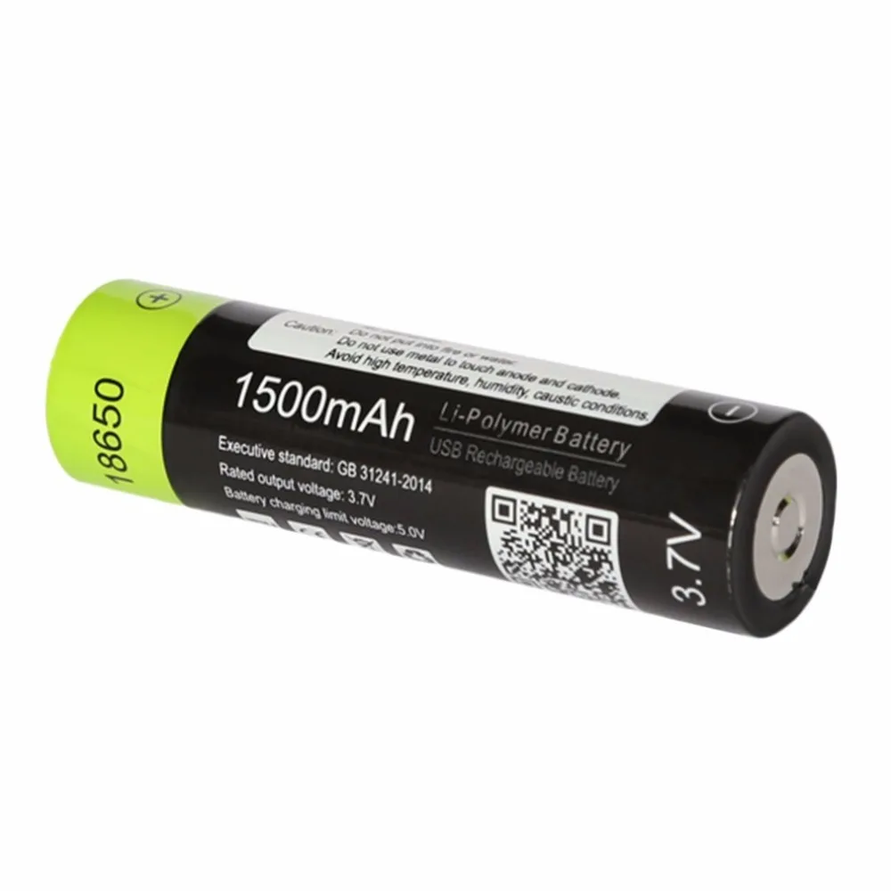 ZNTER ультра-эффективный 18650 3 7 V 1500mAh USB Перезаряжаемый литий-полимерный аккумулятор