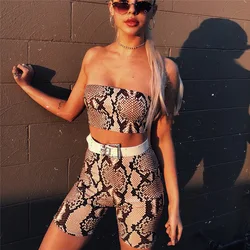 high quality short sets for women fashion 2019 two piece set summer beach holiday sexy snake print crop top and pants set high quality short sets for women fashion 2019 two piece set summer beach holiday sexy snake print crop top and pants set