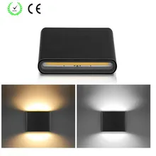 10 шт./лот удара 6 Вт 12 Вт LED Настенные светильники AC85-265V вверх и Подпушка стены Освещение белый/ теплый белый черный/белый Средства ухода за кожей свет