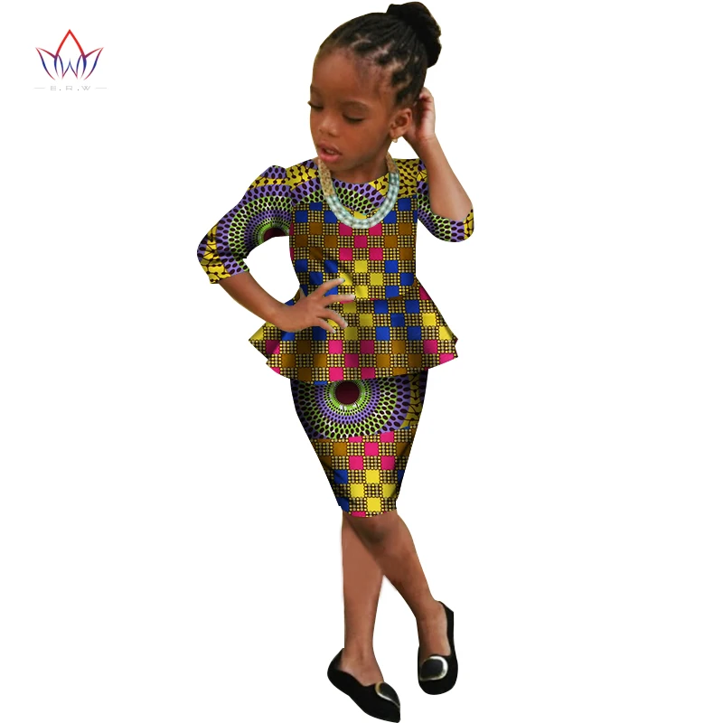 Женская одежда в африканском стиле; традиционный летний костюм Дашики; комплект из хлопка с принтом в африканском стиле для девочек; BRW WYT166