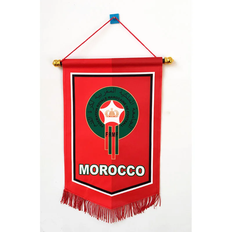 

2018 Football World Cup Morocco National Football 36cm*23cm Size Double Sides Christmas decorations Hanging Flag Banner Gifts