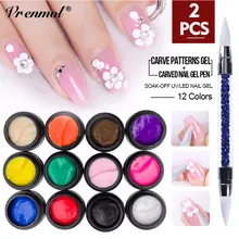 Vrenmol 3D Gesneden Gel на геле Nagellak Losweken Schilderij гель замачивается УФ DIY Скульптуры 12 цветов Набор для дизайна ногтей инструменты