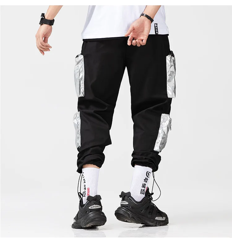 Aolamegs спортивные штаны световая лазерная машина брюки для мужчин карандаш хип хоп эластичная талия модные большие карманы Свободные Штаны для уличного бега