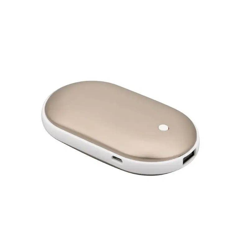 Мини USB перезаряжаемая электрическая грелка для рук Портативный зарядный нагреватель алюминиевый сплав Мобильный телефон Зарядка power Bank Cobblestone - Цвет: Золотой