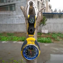 Кемпинг 4 in1 высотомер термометр барометр компас механические Таблица высот термометр Мини Компас с карабином