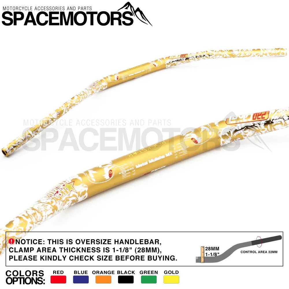 Gold Mulisha 1-1/" fatbar руль 28 мм moto cross enduro pitbike dirtbike ручка RMX DR DRZ RM JR 85 125 200 250 400 650