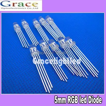 

Free shipping 100pcs/lot LED 5mm RGB Common Anode/Common Cathode 4Pin Tri-Color Emitting Diodes f5 RGB Water Clear