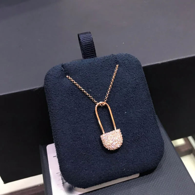 

UMGODLY Brand Rose Gold Color Paper Clip Necklace Ajustable Choker Pin Pendant for Women Fashion Luxury Jewelry