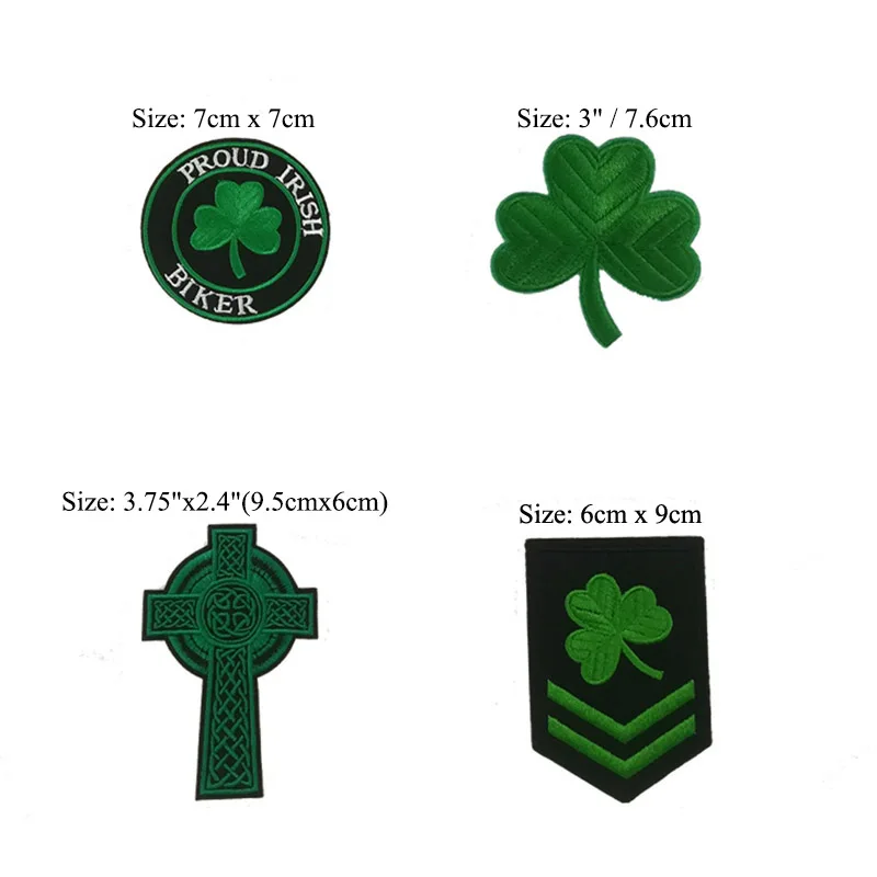 

IRISH CLOVER St Patrick's day IRISH CHRISTIAN GREEN CROSS Embroidered SHAMROCK EMBLEM Badge Applique iron on patch