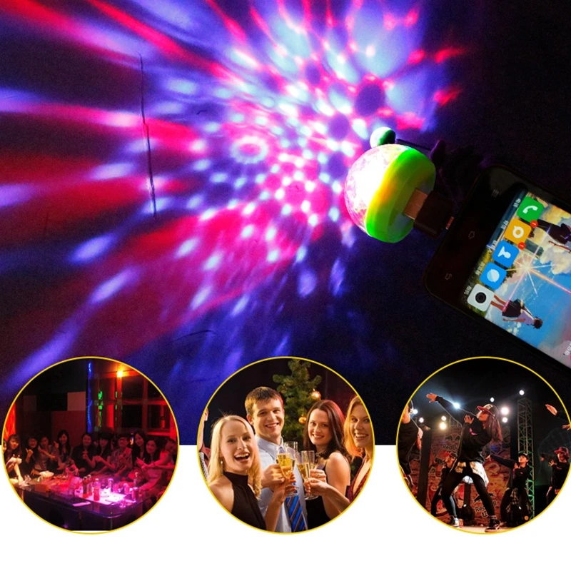 

Mini USB Portable led Party Lights Stage Light Crystal Magic Ball Colorful Effect Stage Disco Lamp Wedding Holiday Decoration