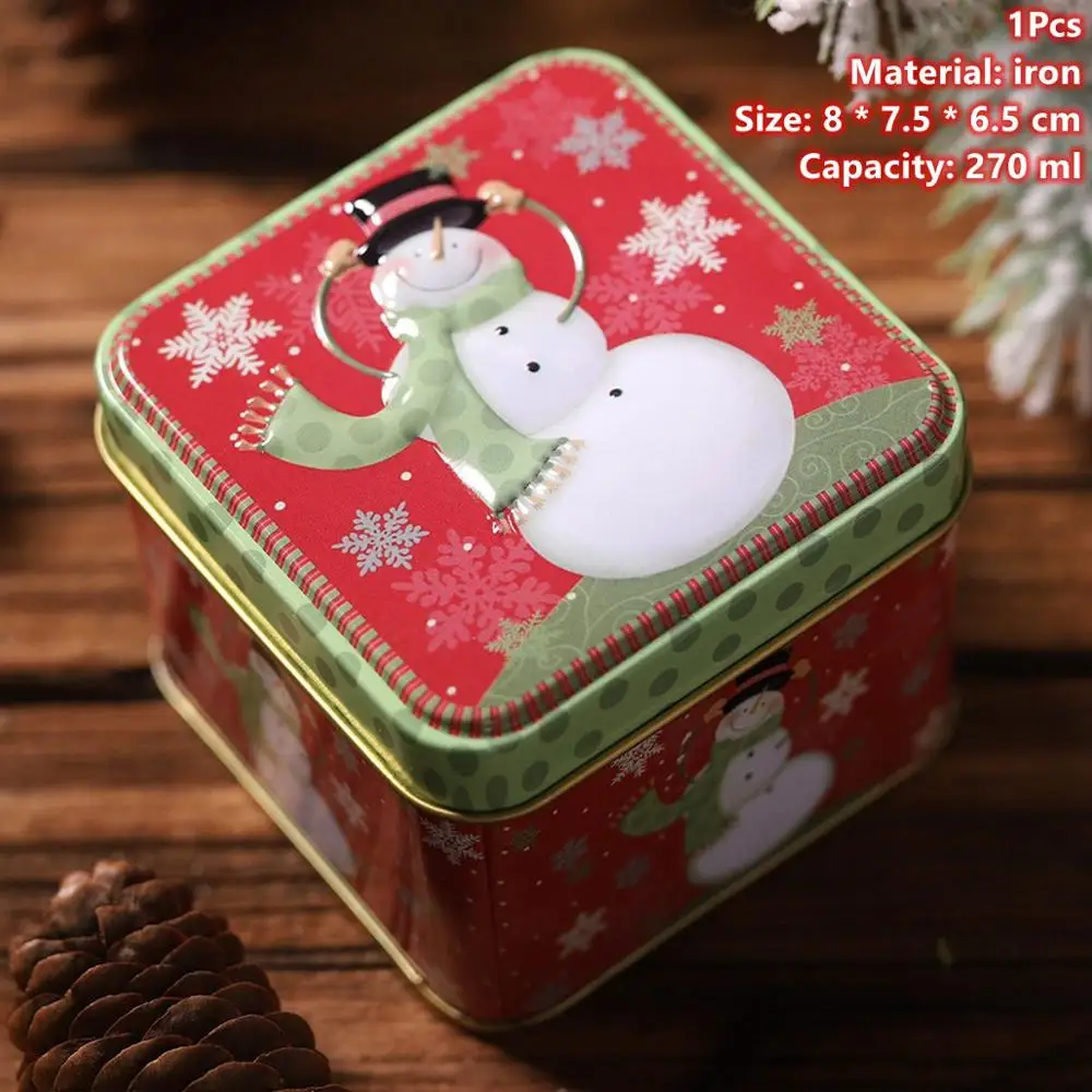 Taoup Metal Christmas Candy Boxes Santa Claus Home Decor for Christmas Gift Boxes Present Holder Bags Noel New Year Table Decor - Цвет: Xmas Boxes 1