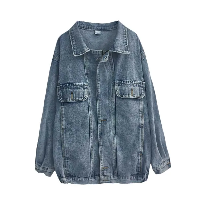 plus size women's fat mm spring autumn bf wind Add fertilizer jean jacket female denim Korean jacket women tide veste femme coat