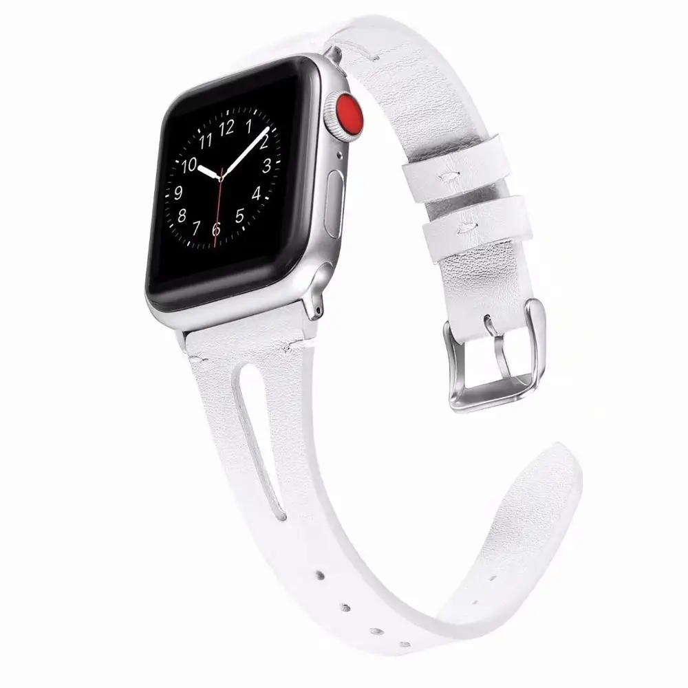 Модная петля для Apple Watch кожаный ремешок 40 мм 44 мм для iwatch 38 мм 42 мм ремешок серии 4 3 2 1 серия 5 - Цвет ремешка: Белый