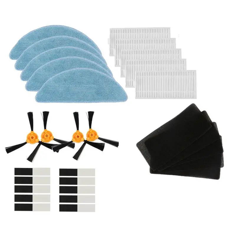 

2 pair side brush +5 x HEPA filter +5 x sponge +5 x mop cloth +10 x paste for Robotic Vacuum Cleaner Parts