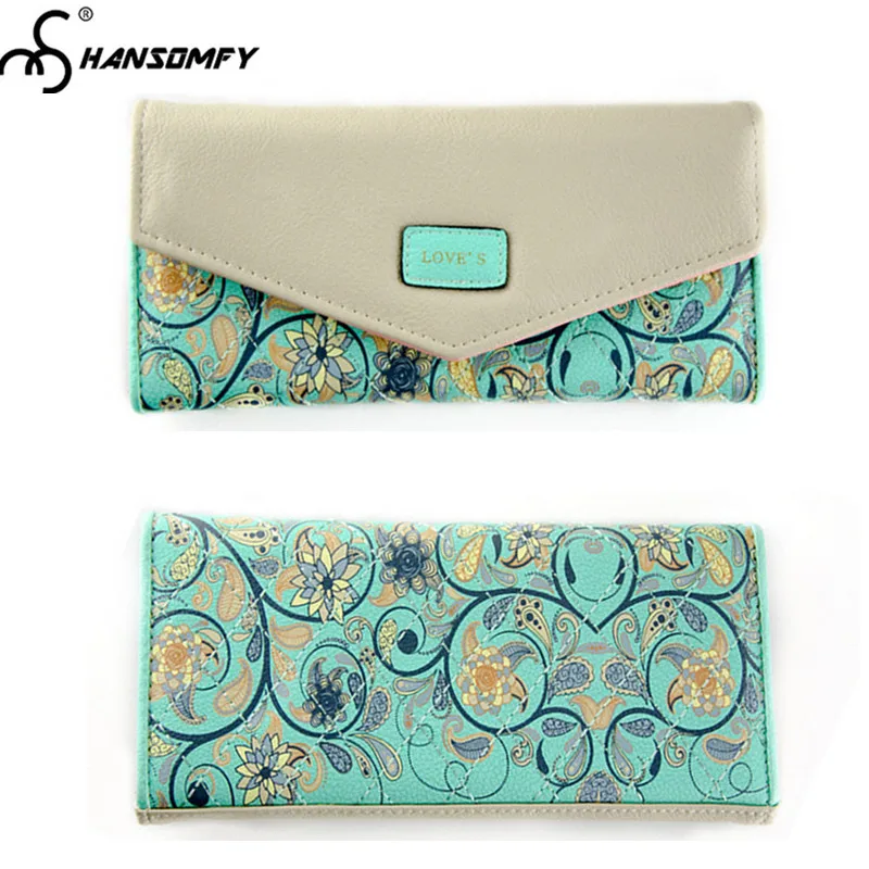 

HANSOMFY New long Women Wallet fashion Printing flower Female Clutch bags Coin Purses Large Capacity girl card holder Wallets