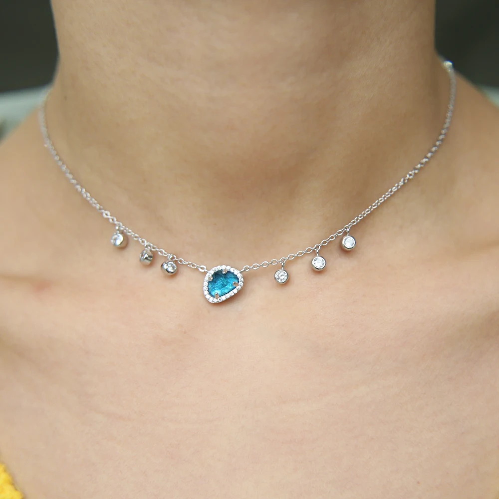 Ожерелье collarbone разноцветное зеленое синее розовое круглое с геометрическим