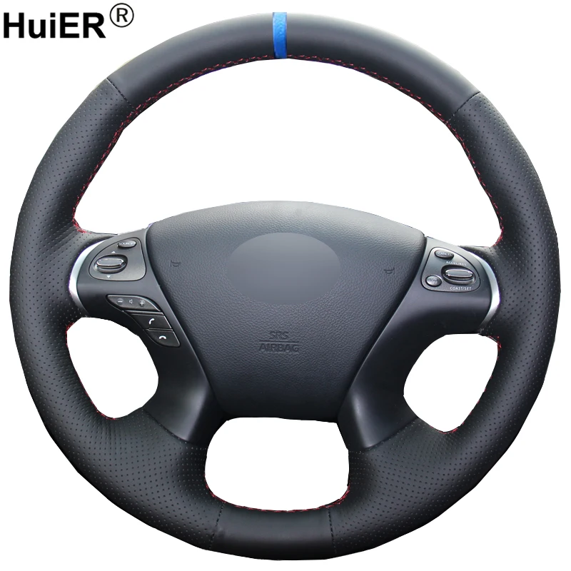 

HuiER Hand Sewing Car Steering Wheel Cover Braid For Infiniti JX35 M35 M25 M56 Q70 QX60 Nissan Murano Pathfinder Car Accessories