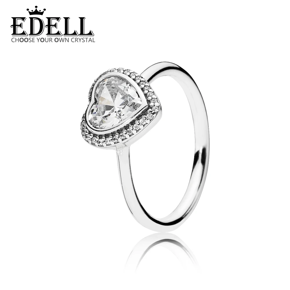 

EDELL 100% 925 Sterling Silver 1:1 Authentic 190929CZ Charm Ring Original Women Jewelry