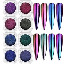 8 цветов Хамелеон для ногтей хромированный зеркальный эффект порошок с пигментным блеском голографический лак для ногтей хромированный порошок пыль украшение для салона