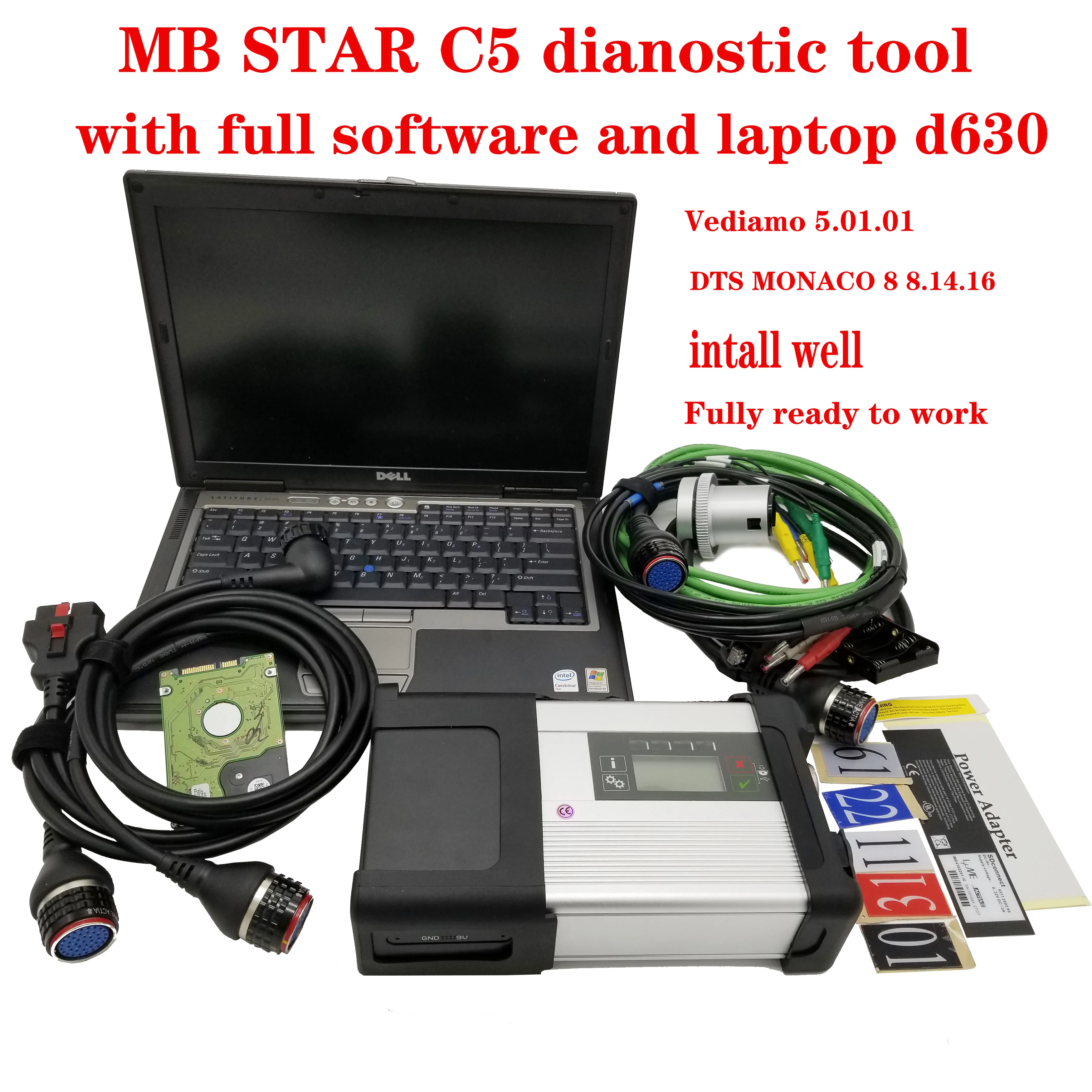 Полный чип MB STAR C5 SD Connect и D630 ноутбук 4 Гб с полным программным обеспечением 12/2019 в