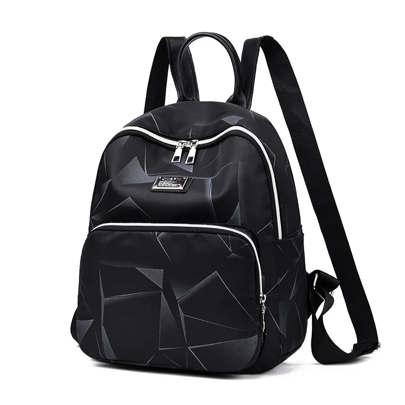 

Small Backpack Waterproof Nylon Geometric Leisure Or Travel Bag Black School Bag for Teenage Girls Contracted Joker Package