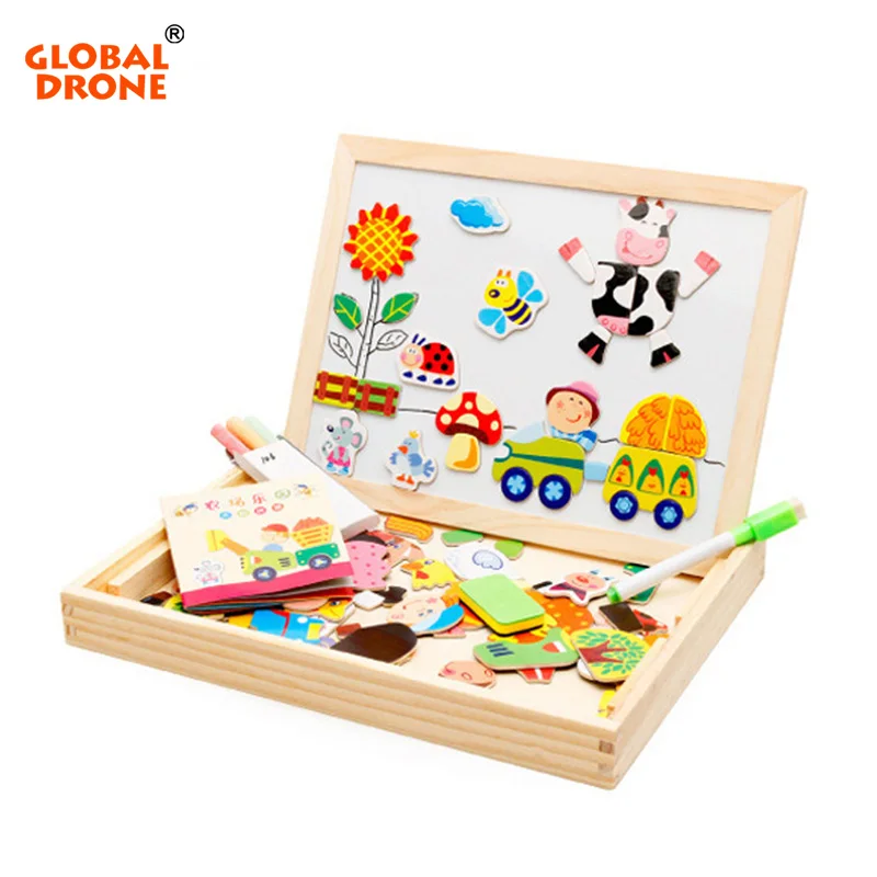 Global Drone Animal Wooden Puzzle Drawing Farm Jungle Educational Puzzle font b Toys b font for