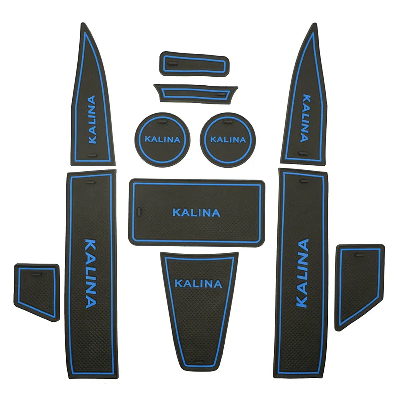 Для Lada Kalina II MK2 2013- противоскользящие резиновые чашки Салонные подложки BA3 2192 2194 аксессуары с логотипом - Название цвета: 12pcs Blue