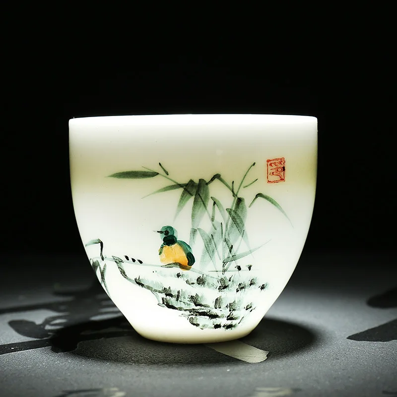 

Jindezhen Hand Teacup Single Cup Sip Tea Cup White Porcelain Master Cup Originality Pu'er Tea Teacup Personal Cup Ceramics