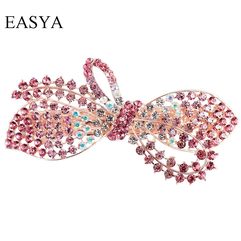 

EASYA Big Crystal Rhinestone Bowknot Hair Barrettes Accessories Jewelry For Women Girls Fashion Hairpins Headwear