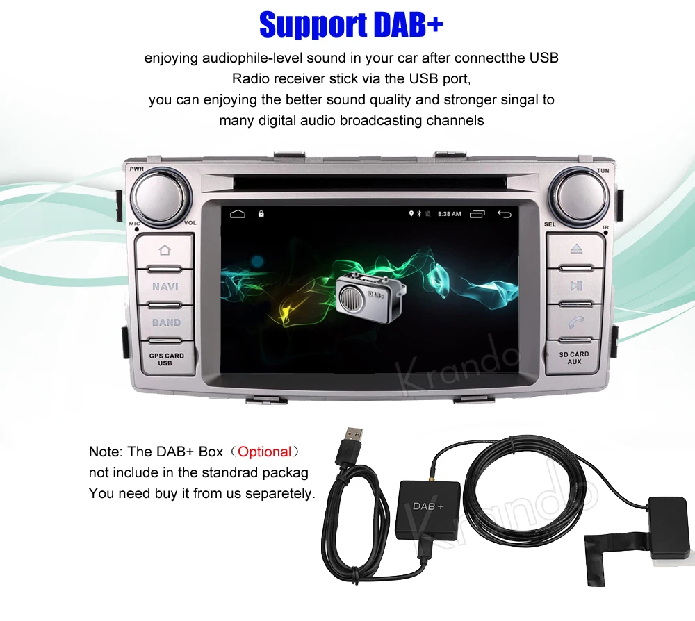 Excellent Krando Android 8.0 6.2" car navigation gps dvd player for toyota hilux 2012 2013 2014 1 din car stereo multimedia systen WIFI 3G 12