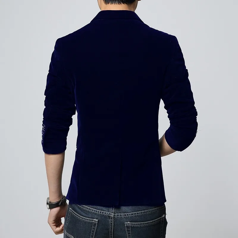 Горячая распродажа мужской блейзер 2019 slim fit Хлопок бархат мужской пиджак Весна и Осень Черный Синий лацкан с тупым углом Повседневный