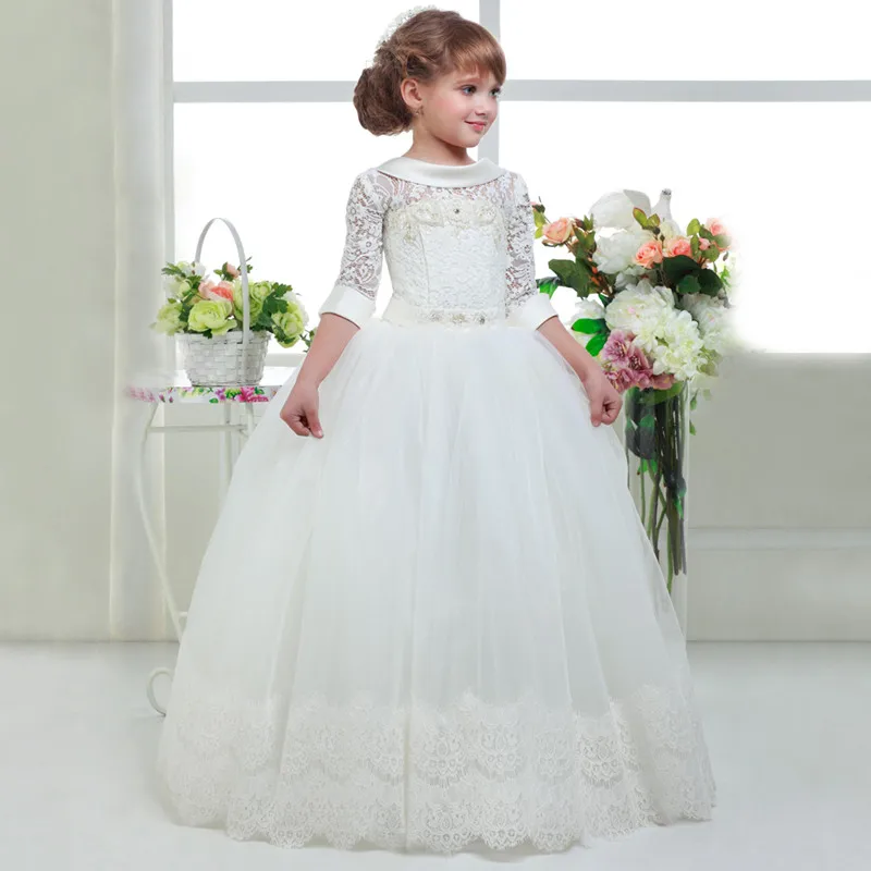 

White Flower Girl Dress Princess Dresses Holy Communion Dresses Elegant First Communion Dresses for Girls Kids