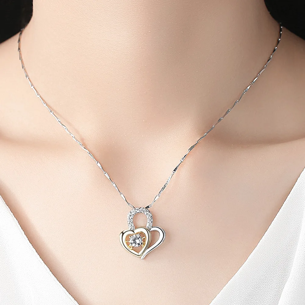 double heart choker necklace zircon (5)