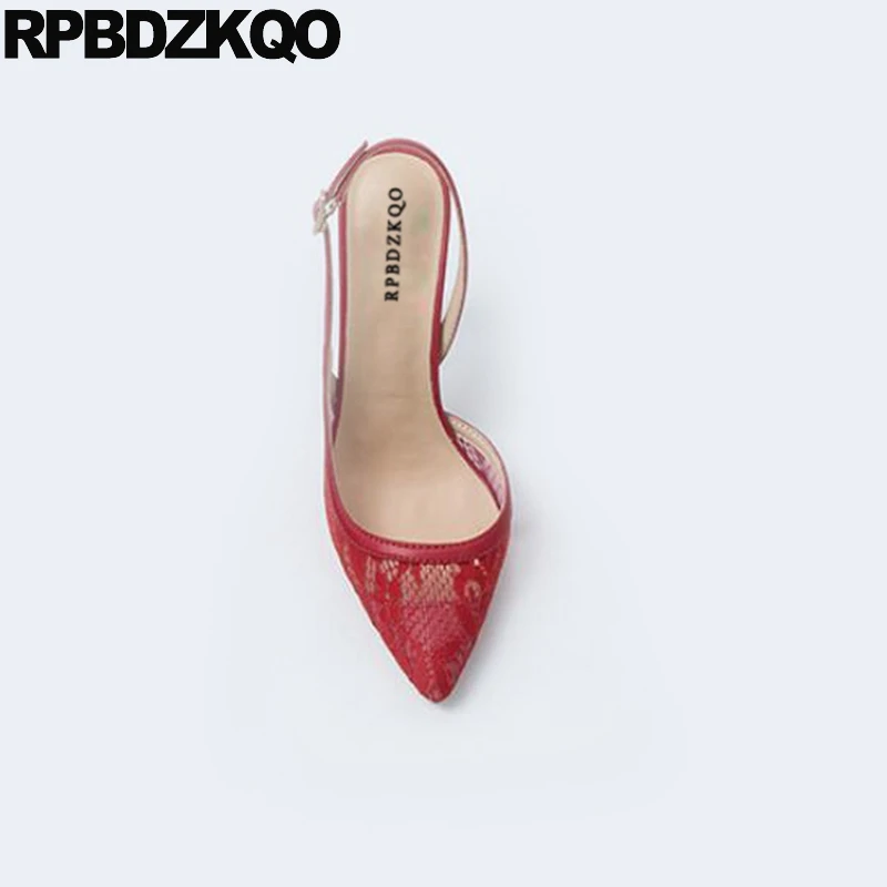 

stripper sexy women sandals 2019 summer red 11 pointed closed toe lace low heel shoes pumps stiletto high heels strap big size