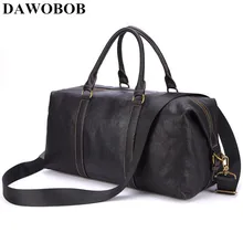 DAWOBOB/брендовая мужская большая дорожная сумка из натуральной кожи, черная сумка-ведро, большая сумка на плечо для выходных, мужская дорожная сумка в деловом стиле