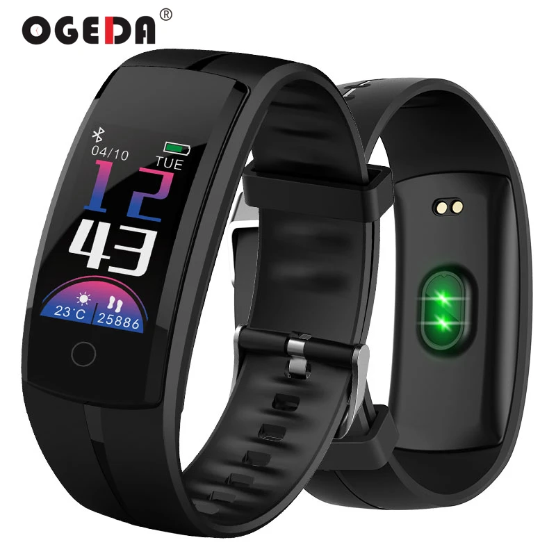 

Smart Watches OGEDA Men Smart Bracelet Wristband Pedometer Heart Rate Message Reminder For IOS Android Phone Bluetooth 4.0