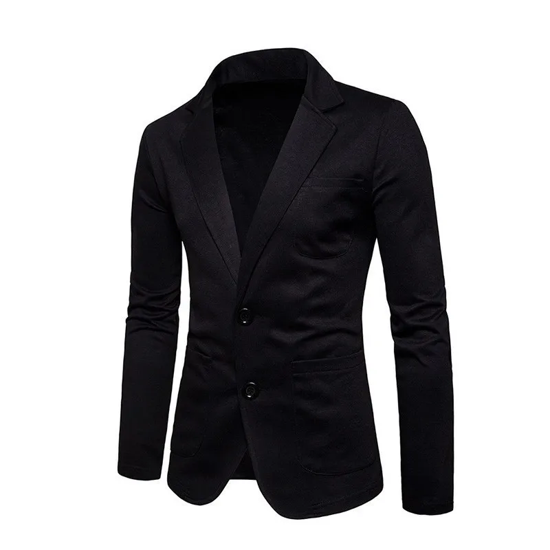 Новинка, весенний вязаный блейзер для мужчин, повседневный вязаный приталенный пиджак, деловой бренд Casaco Masculino, мужской брендовый Блейзер Waite Jaqueta - Цвет: Черный