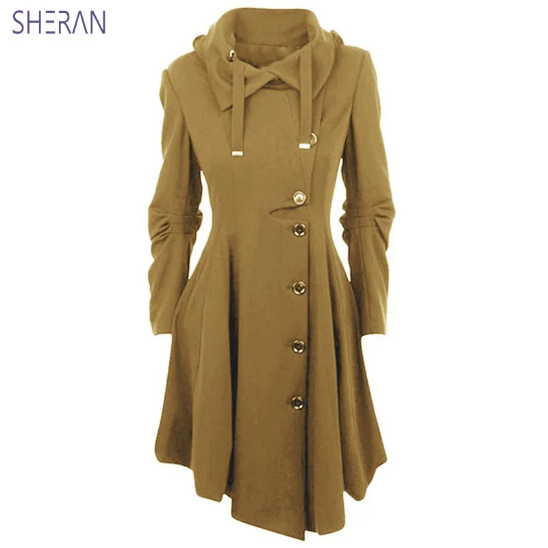 

2018 Irregular Turn-down Collar Long Coat Women Wool Blend Coat Single Breasted Overcoat Autumn Winter Slim Fit Coats Female