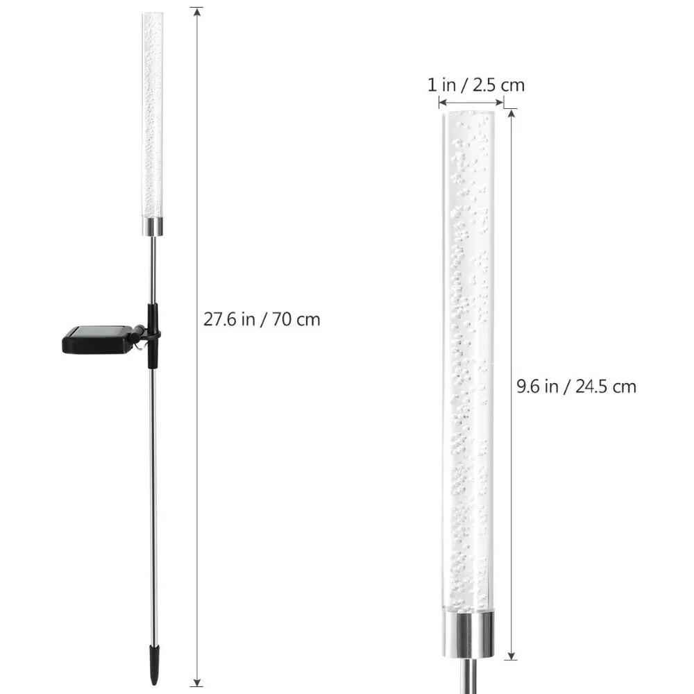 2 шт садовые солнечные огни, уличные солнечные трубчатые огни на солнечной батарее, RGB изменение цвета, огни для сада, патио, двора, дорожки